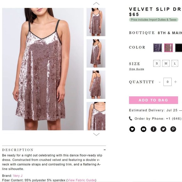 NWT Pink Velvet Slip Dress V Neck A Line - Picture 6 of 6